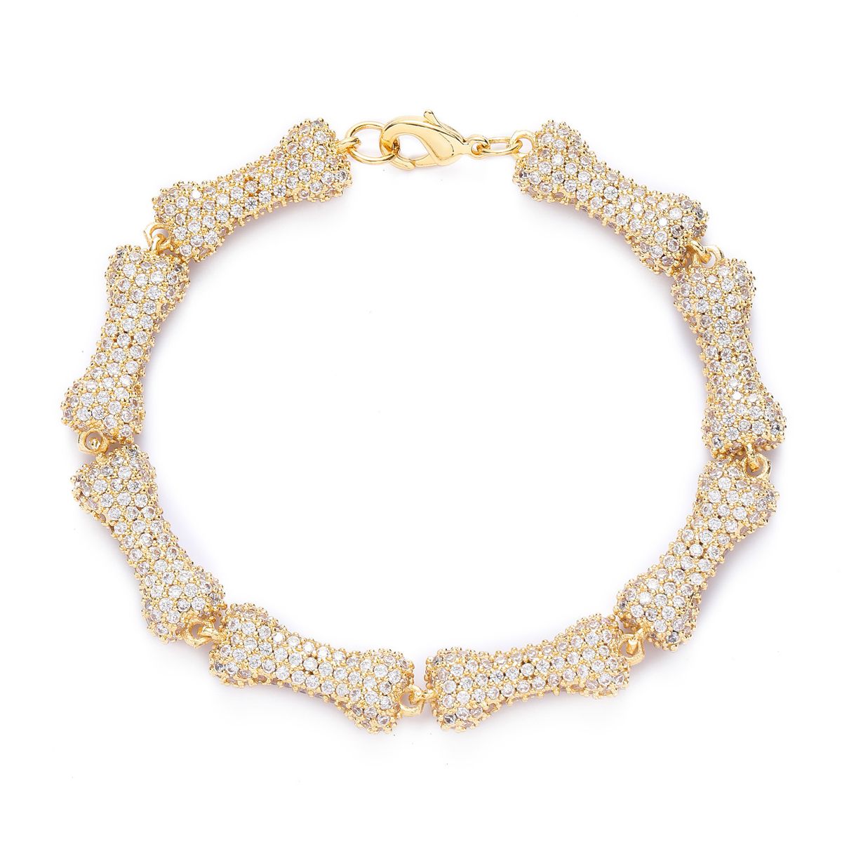 Women’s Jewelry Set Fashion New Necklaces Hip Hop Bone Necklace 10mm Full Of Zircon Pink Necklace Personality Men And Women Hip Hop Necklace_ipsvogv.com