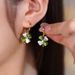 Diamond Cat's Eye Four Leaf Flower Earrings For Women Trendy Niche Design Earrings Temperament Light Luxury Earrings_ipsvogv.com