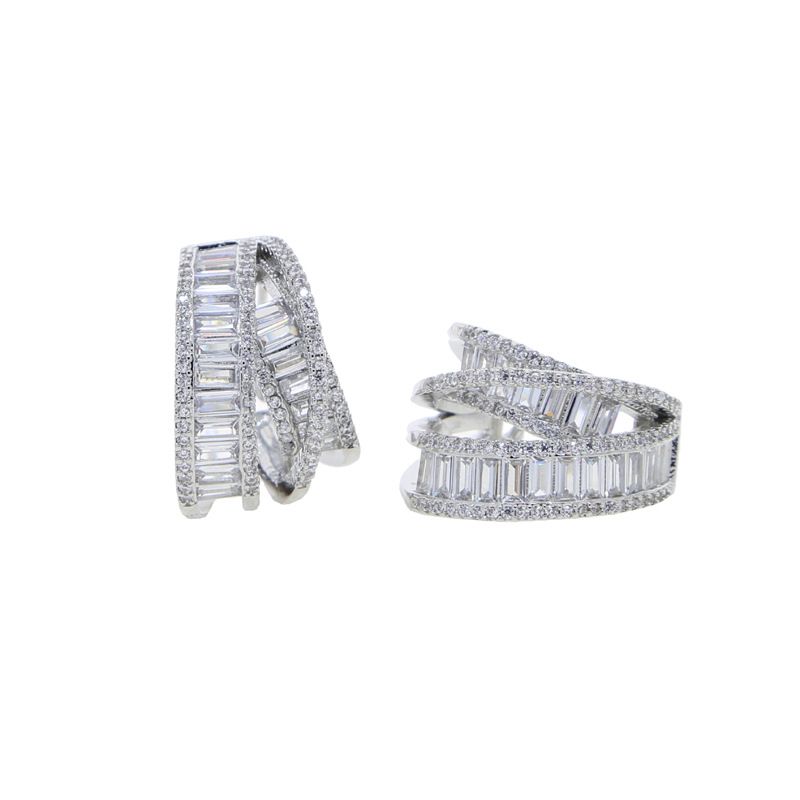 Women's Jewelry Personalized Multi Layer Lines High End Design Micro Inlaid Zircon Half Circle Earrings Temperament Accessories_ipsvogv.com