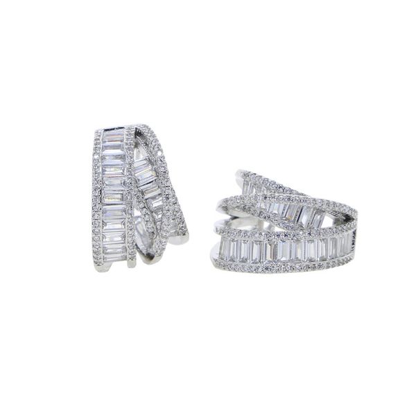 Women's Jewelry Personalized Multi Layer Lines High End Design Micro Inlaid Zircon Half Circle Earrings Temperament Accessories_ipsvogv.com