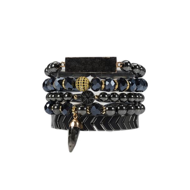 Bohemian Stacking Style Bracelet Natural Gemstone And Crystal Bud Imperial Pine Set Women's Bracelet_ipsvogv.com