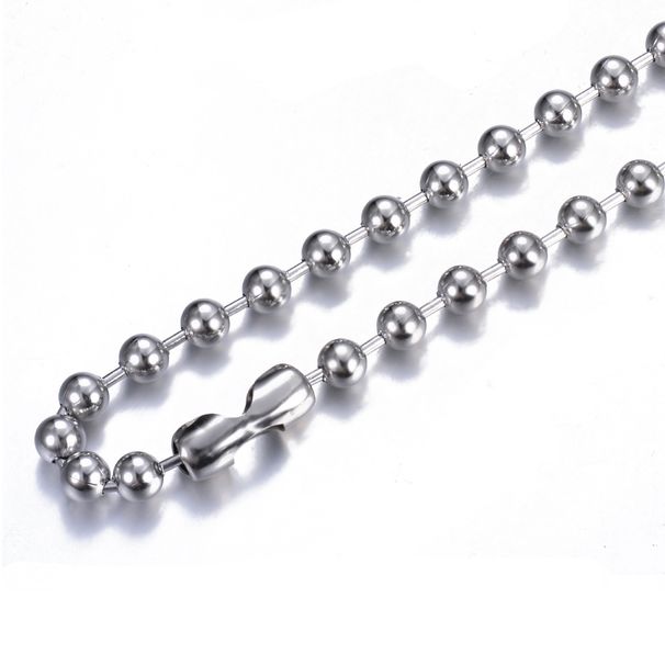 Stainless Round Men's Necklace Titanium Steel Bead Fashion Polka DIY Jewelry Chain_ipsvogv.com