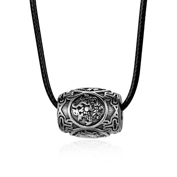 Retro four mythical beasts titanium steel pendant Chinese style six word mantra beads_ipsvogv.com
