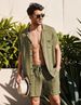 Men's Clothing Linen Short Sleeve Shirt Set Linen Summer Loose Casual Cotton Linen Cardigan Shirt Shorts_ipsvogv.com