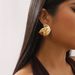 E12594 Irregular ZA with Geometric Flower Bud and Metallic Texture Earrings_ipsvogv.com