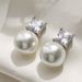 Cao Shi Large Diameter Pearl Fashionable and Minimalist Style Square Diamond Earrings_ipsvogv.com