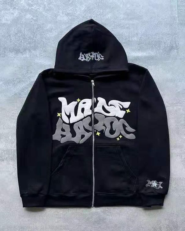 Men's Clothing joint trend Gothic punk hip-hop fashion zipper digital printing hoodie_ipsvogv.com
