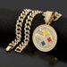 Fashion Jewelry Full Diamond Round Letter Necklace Alloy Rhinestone Pendant Personality Hip Hop Trend Cuban Chain_ipsvogv.com