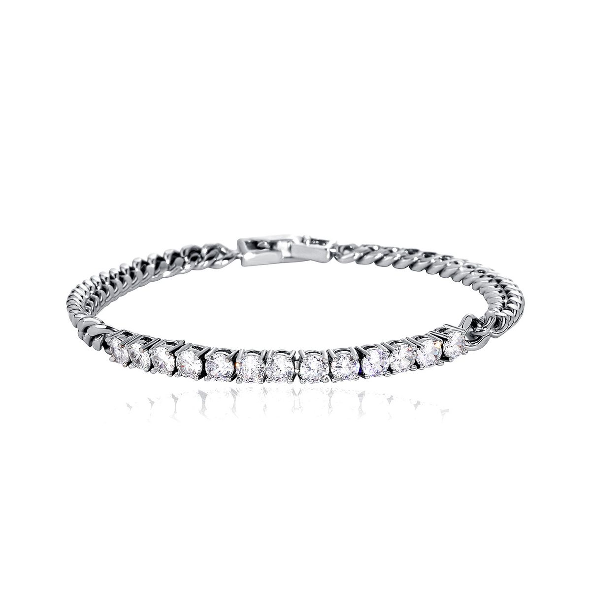 Male And Female Anchors And Internet Celebrities Wear Color Preserving Zircon Splicing Bracelet Necklace Ins Style Simple Punk Cuban Chain_ipsvogv.com
