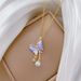 Blue 【 】 Butterfly Pearl Light Luxury Charm Gorgeous Full Diamond Necklace Women's Versatile Clavicle Chain Titanium 【 】_ipsvogv.com