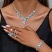 Fashion Pink Blue And Red Rhinestone Necklace Earrings Bracelet Set Hot Selling Full Diamond Three Piece Set_ipsvogv.com