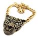 Halloween Queen Accessories Sweater Chain Style Leopard Head Long Knitted Necklace_ipsvogv.com