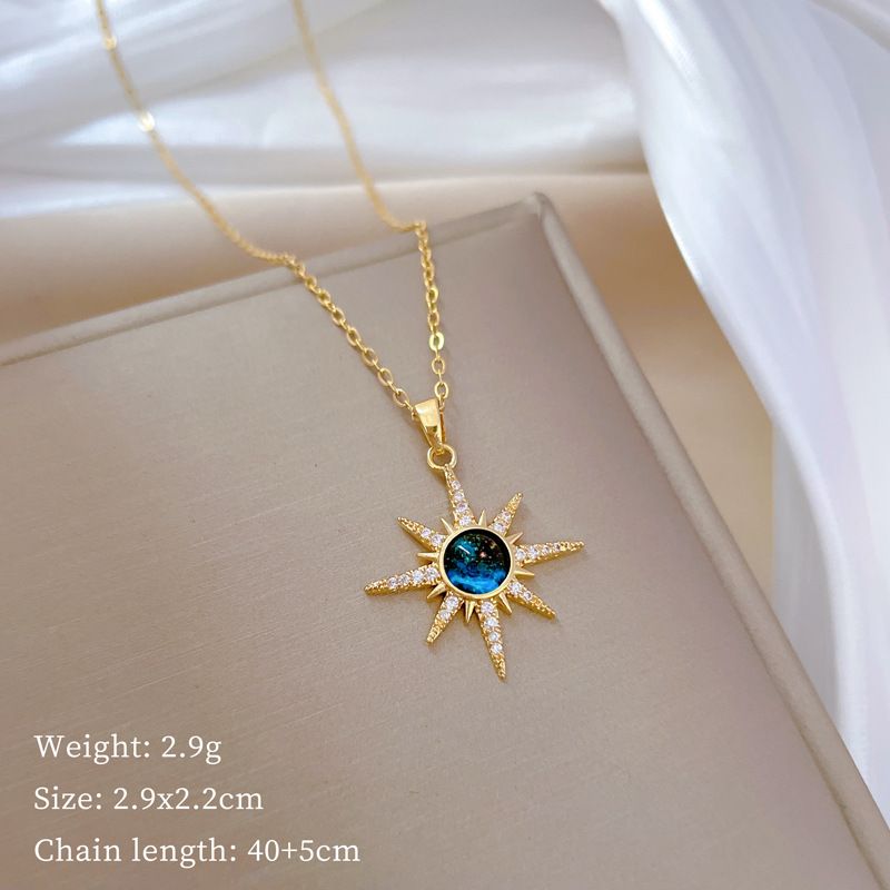】 Starry 【 Planet Zircon Light Luxury Charm Gorgeous Full Diamond Necklace Women's Versatile Clavicle Titanium Steel 【 】_ipsvogv.com
