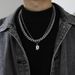 Titanium steel personality Cuban double layer 26 letter necklace men and women trend hip hop niche sweater chain pendant jewelry_ipsvogv.com