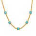 INS Wind Gold Stainless Steel 5 Square Blue Malachite Necklace Colorless Minor Jewelry_ipsvogv.com