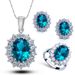 Women's Jewelry Set British Princess Sapphire Jewelry Necklace Earrings Ring Zircon Jewelry Set_ipsvogv.com