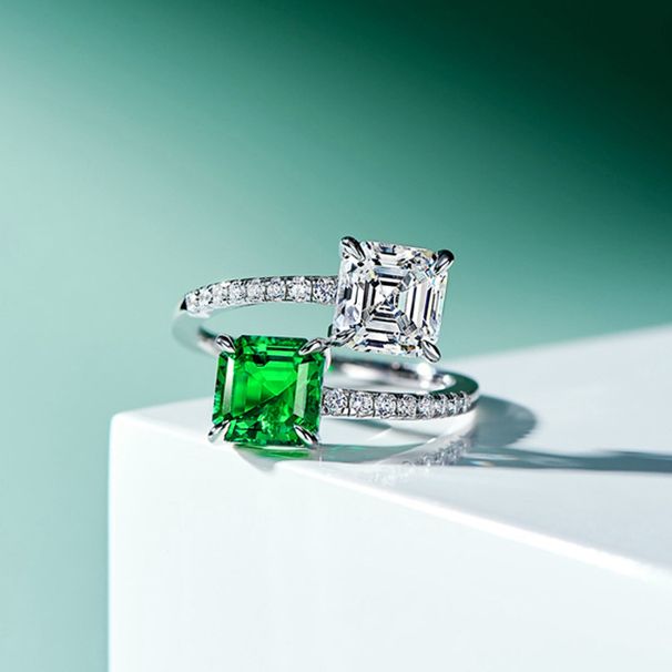Cao Shi's High Quality Four Claw Princess Sugar With Double Main Stone Contrast And Adjustable Opening Ring_ipsvogv.com