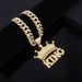 Unisex Alloy Necklace Crown KING Single Row Diamond Inlaid Diamond Pendant Men And Women Hip Hop Personality Full Diamond Jewelry Pendant_ipsvogv.com