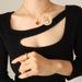 Women's Jewelry Exaggerated Love Heart Chain Necklace Black Beige Double Sided Pendant Retro Titanium Steel K Jewelry_ipsvogv.com