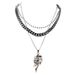 Fashion Trend Retro Hot Wheel Pendant Necklace Personality Black Multi Layer Necklace Female_ipsvogv.com