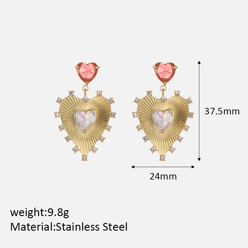 Women’s Jewelry Set Fashion New Earrings Inlaid With Zircon Irregular Heart Shape Earrings For Women Stainless Steel Gold Plated Earrings_ipsvogv.com