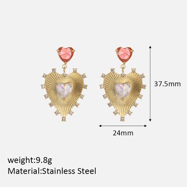 Women’s Jewelry Set Fashion New Earrings Inlaid With Zircon Irregular Heart Shape Earrings For Women Stainless Steel Gold Plated Earrings_ipsvogv.com
