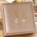 Japanese Korean Ins Wind Leaf Titanium Steel Necklace For Women With Micro Inlaid Gold Branches Jade Leaves Pendant,_ipsvogv.com
