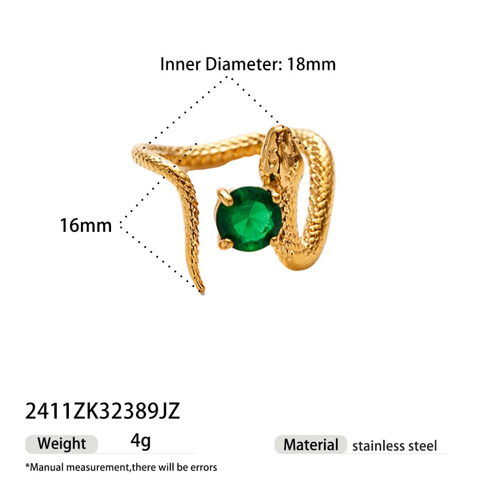 snake year retro niche high end earrings antique gold zircon open adjustable snake ring_ipsvogv.com