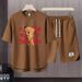 Men's Clothing 2024 Waffle Casual Summer Suit Men's Loose Teen Short sleeved T shirt Shorts Handsome Two piece Suit_ipsvogv.com