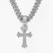 Full diamond crown cross pendant necklace, alloy diamond necklace for men and women, diamond shaped Cuban chain_ipsvogv.com