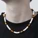 Fashion Surfer Coconut Shell Crushed Shell Wooden Beads Necklace Men Hip Hop Niche All Match Stainless Steel Clavicle Chain Men_ipsvogv.com