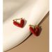 Stud Earrings Sterling Silver Angora Red Love Italian Glazed Earrings Niche All-match Temperament Jewelry High-end Sense_ipsvogv.com