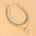 Temperament Pearl Chain Gold Peach Heart Pendant Necklace Street Shooting Women's Multi Layer Necklace_ipsvogv.com