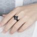 Sanjie Gun Black Three Piece Women's Set With Irregular Rainbow Stone Inlaid Couple's Ring_ipsvogv.com