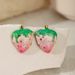 Women’s Jewelry Set Fashion Personality Color Oil Drop Strawberry Earrings Female Light Luxury Temperament Gold Plated Stainless Steel Earrings_ipsvogv.com