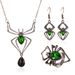 Halloween jewelry, three piece set of exaggerated personality, spider necklace, earrings and ring, retro emerald set accessories_ipsvogv.com