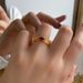 Ancient French Color Light Luxury High-end Synthetic Red Wheat Ear Ring Gold Versatile Jewelry Fashionable Women_ipsvogv.com