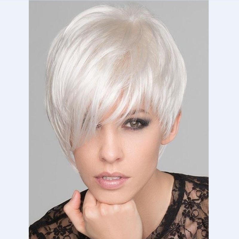Women's Simple Style Casual High Temperature Wire Long Bangs Short Straight Hair Wigs_ipsvogv.com