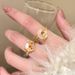 Sweet Cool Style Golden Peace Buckle Spirit Snake For Girls, Opening Finger Ring, Zodiac, Birth Year Adjustable Ring_ipsvogv.com