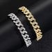 Alloy 12mm Single Row Full Diamond Men's Flip Clasp Hip Hop Cuban Chain Bracelet_ipsvogv.com