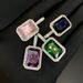 Men's Jewelry Hip Hop New Pink Blue Purple Green Square Solid Pendant Necklace Couple Necklace_ipsvogv.com