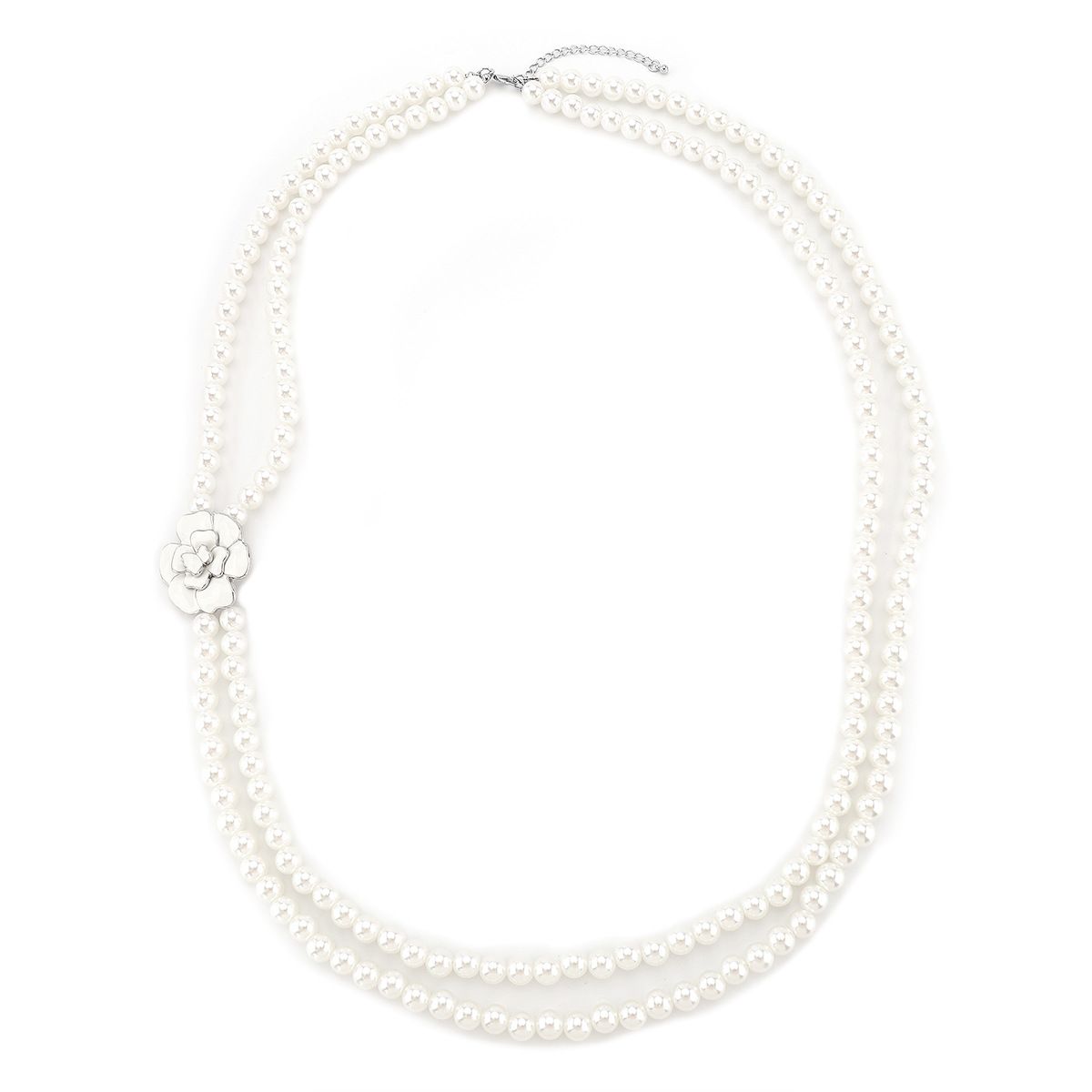 N12399 new multi-layer pearl camellia flower pendant necklace fashionable ins versatile long sweater chain_ipsvogv.com