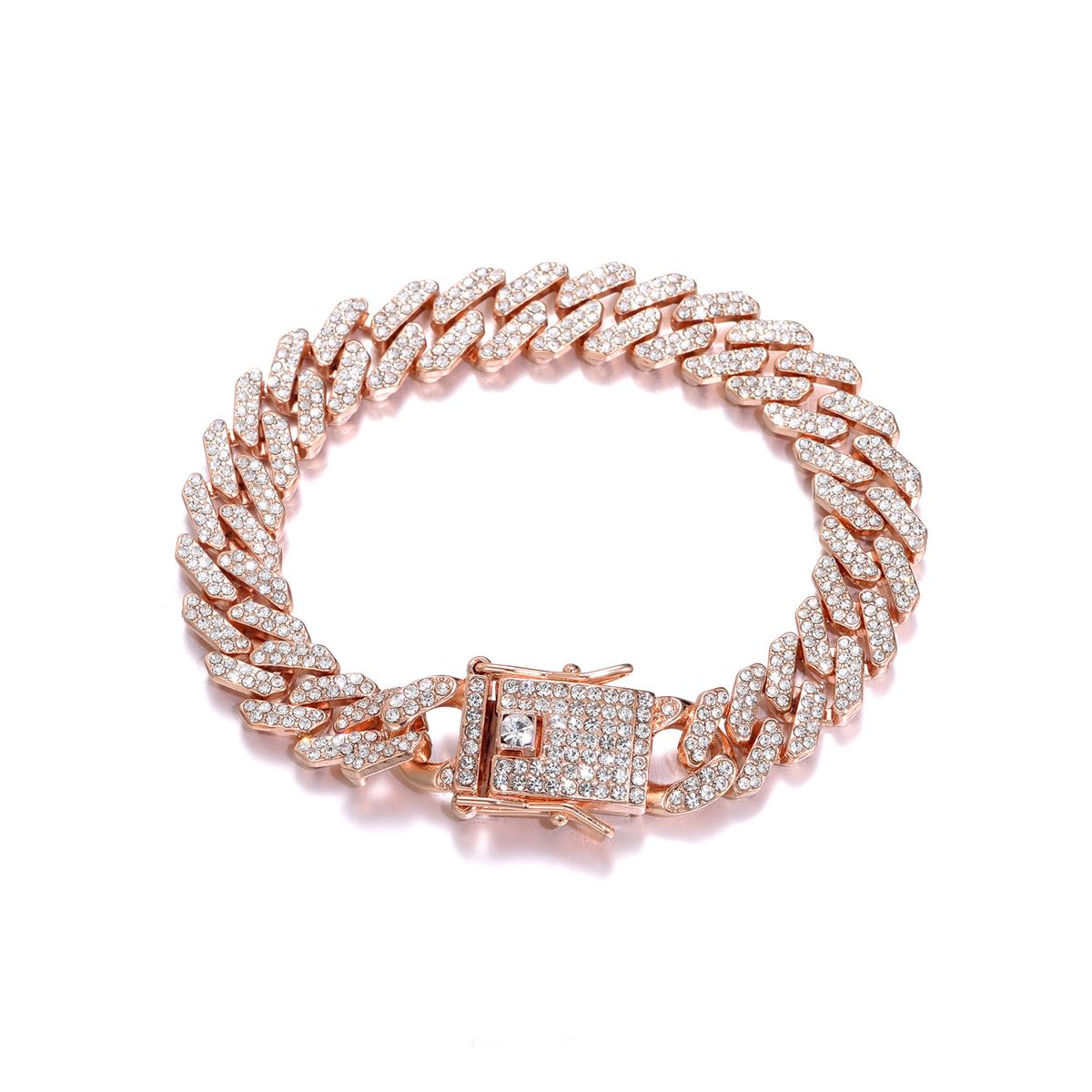 Hip-Hop Trendy Style Diamond-Studded Men's Colorful Diamond Bracelet Fashionable Cool Cuban Chain_ipsvogv.com