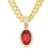 Hot selling red oval pendant with large buckle Cuban chain necklace for men's hip-hop and street dance accessories_ipsvogv.com