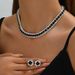 2024 Square Rhinestone Necklace And Earrings For Women Wedding Party Accessories Bride Two-Piece Set_ipsvogv.com
