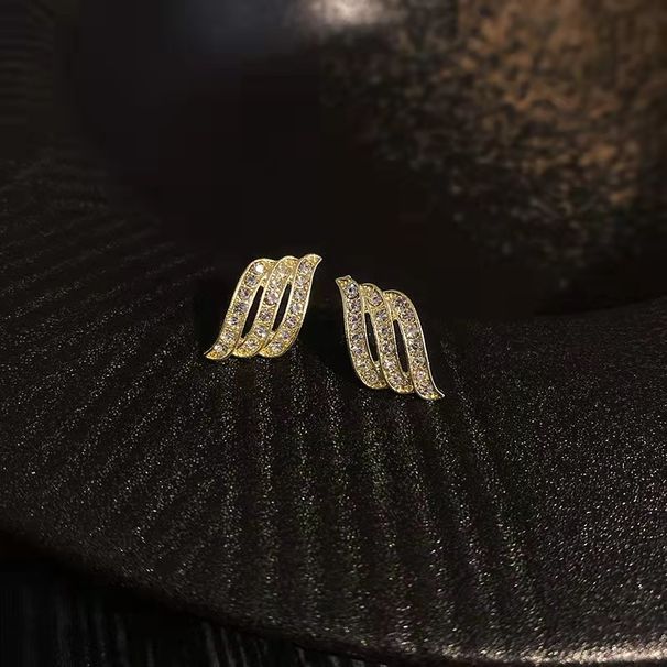 Women's Earrings Personality simple geometry diamond-encrusted earrings women's small hundred wings modeling earrings_ipsvogv.com