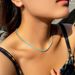 Blue Turquoise Clavicle Brass Gold Plated Single Row 3mm Hip Hop Tennis Chain Necklace Jewelry_ipsvogv.com