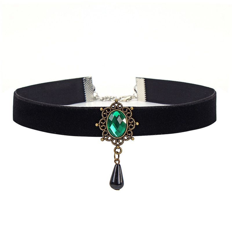 Gothic Court Velvet Ribbon Butterfly Beauty Head Necklace Choker Clavicle Chain For Women_ipsvogv.com
