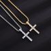 Hip Hop Cross Pendant Micro Set Zircon Necklace Trendy Men's Jewelry Bling_ipsvogv.com