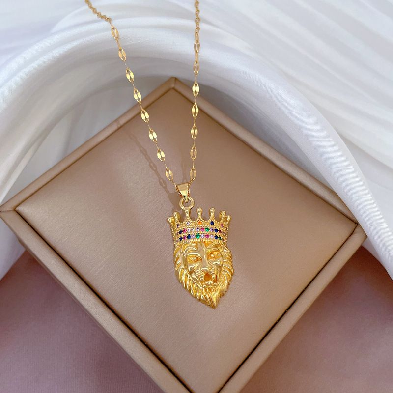 Steel 【 Titanium 】 Crown Animal Temperament Micro Inlaid Diamond Necklace For Women's Exquisite Style Instagram Internet 【 】_ipsvogv.com